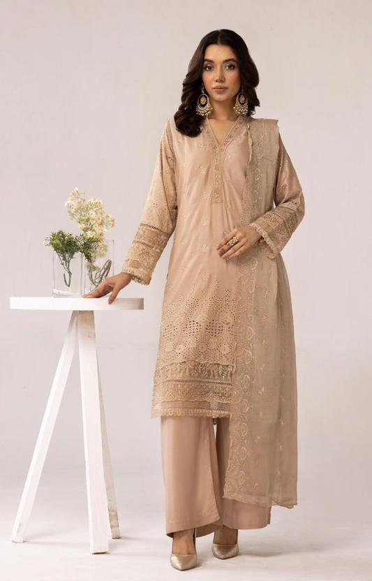 Light Brown 'Muskari Elegante' Linen Ladies Suit