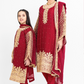 Red and Gold Chiffon Girls Suit