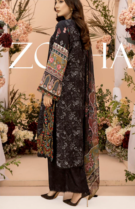 Black 'Zoha' Linen Ladies Suit