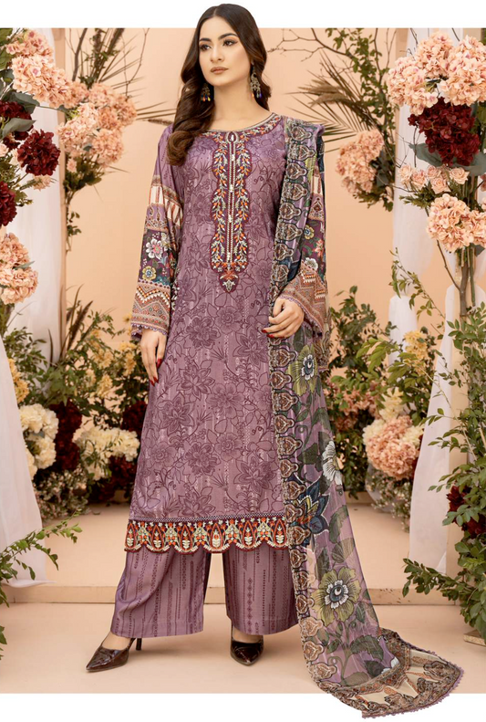 Purple 'Zoha' Linen Ladies Suit