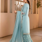 Light Teal Blue 'Mystic Meadow' Dastan Luxury Chiffon Ladies Suit