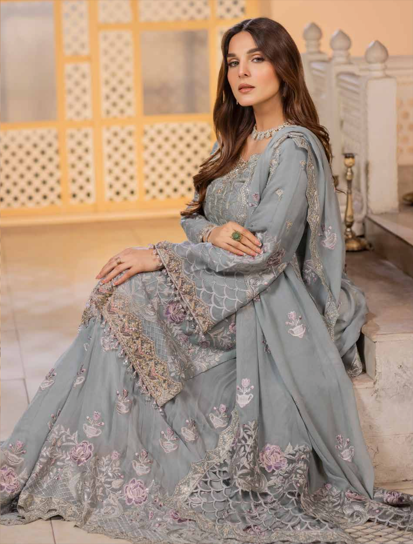 Light Blue 'Heavenly Hues' Dastan Luxury Chiffon Ladies Suit