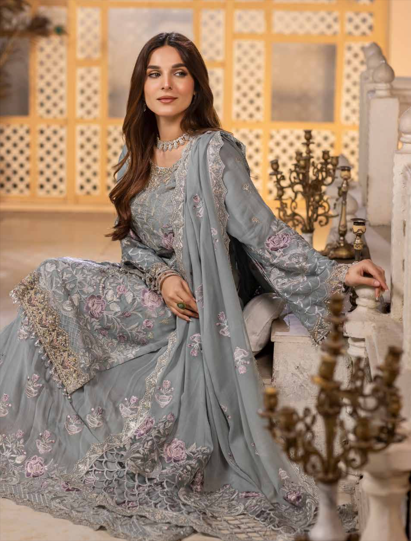 Light Blue 'Heavenly Hues' Dastan Luxury Chiffon Ladies Suit