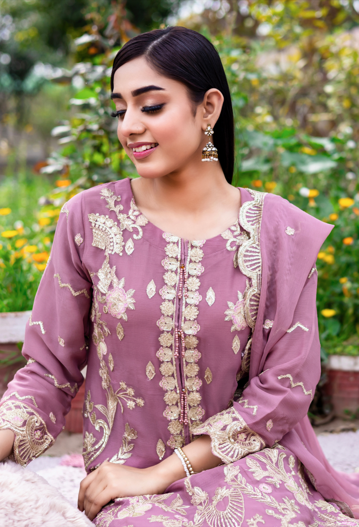 Pink 'Rayah' Chiffon Ladies Suit