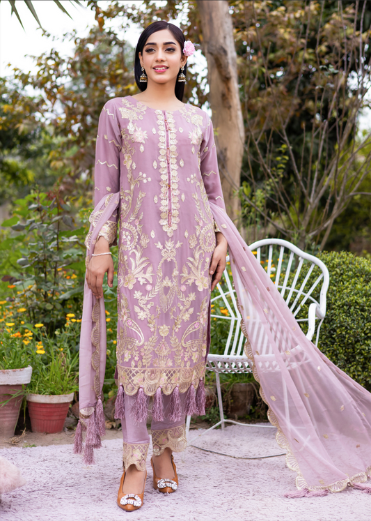 Lilac 'Rayah' Chiffon Ladies Suit