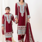 Dark Red 'Naqsh' Chiffon Girls Suit