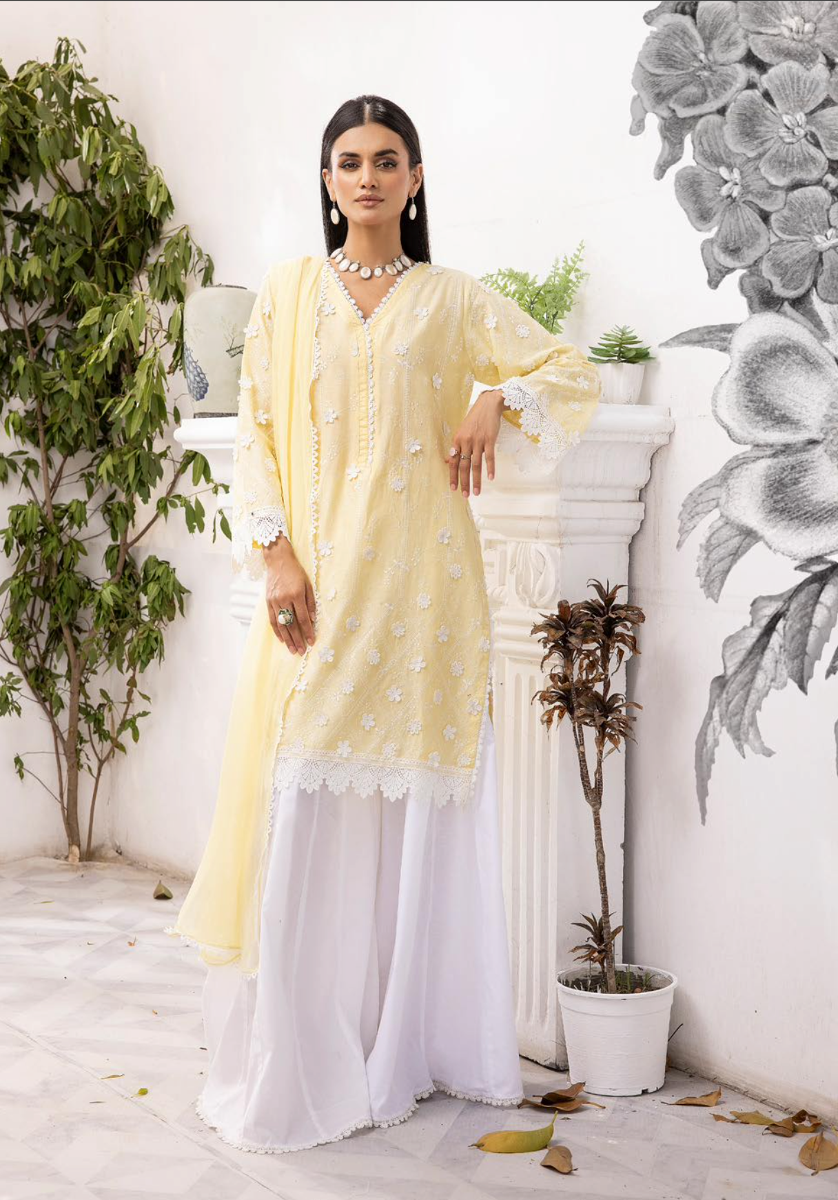 Yellow Cotton Ladies Suit