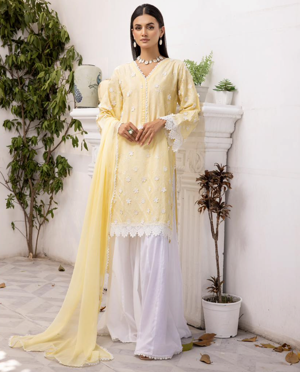 Yellow Cotton Ladies Suit