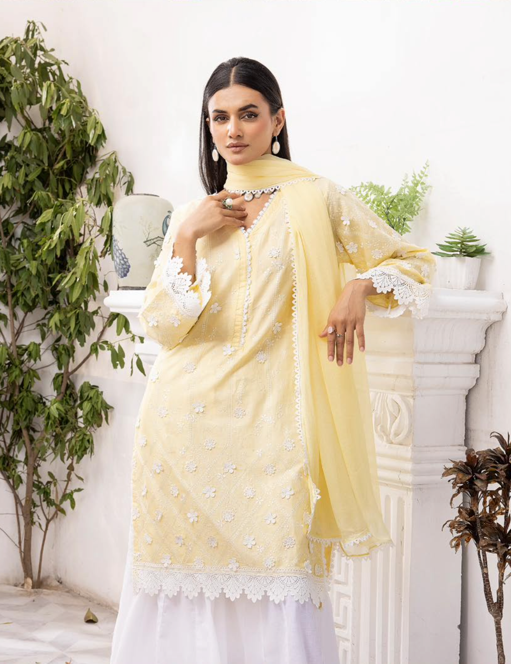 Yellow Cotton Ladies Suit