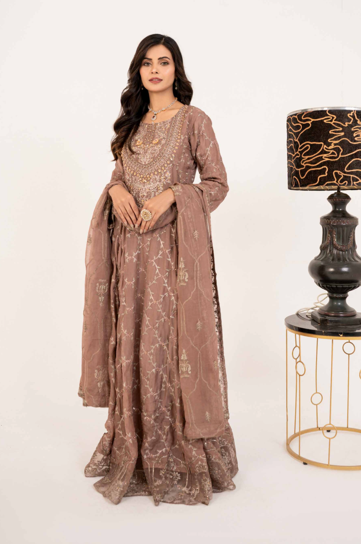 Brown 'Satrangi' Luxury Chiffon Ladies Suit