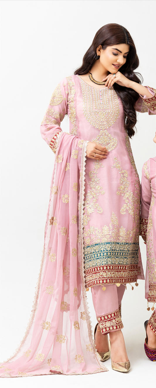 Pink 'Roshni' Chiffon Ladies Suit