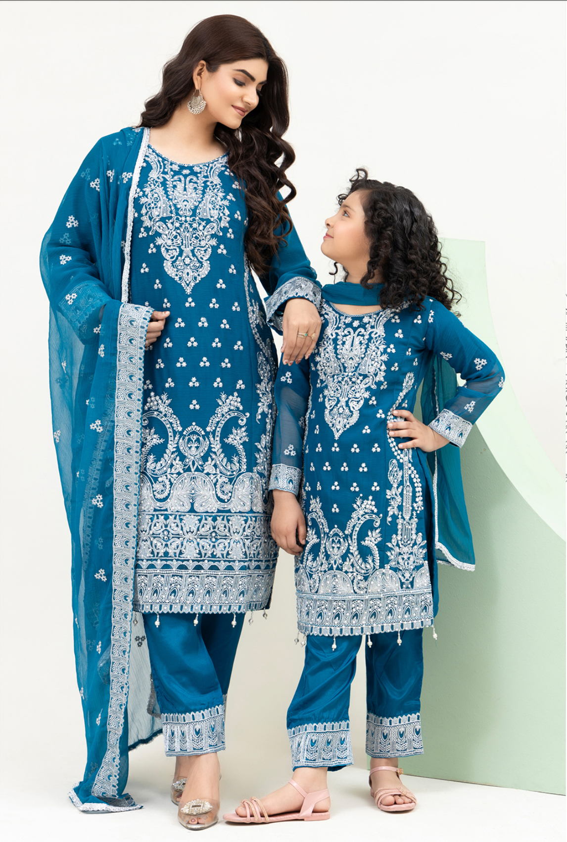 Blue 'Rang Ja' Chiffon Ladies Suit