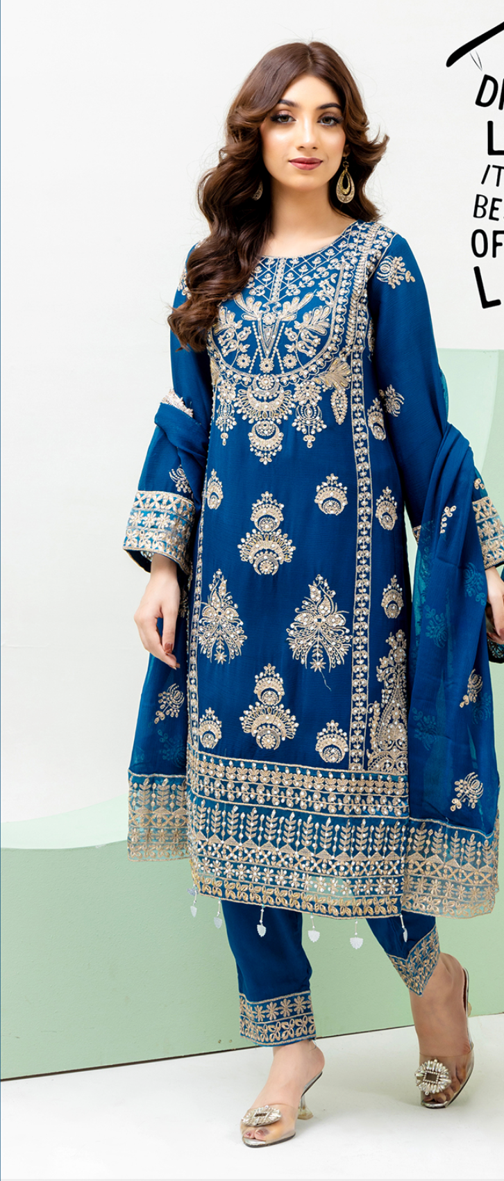 Dark Teal Blue 'Dil Ki Dhadkan' Chiffon Ladies Suit