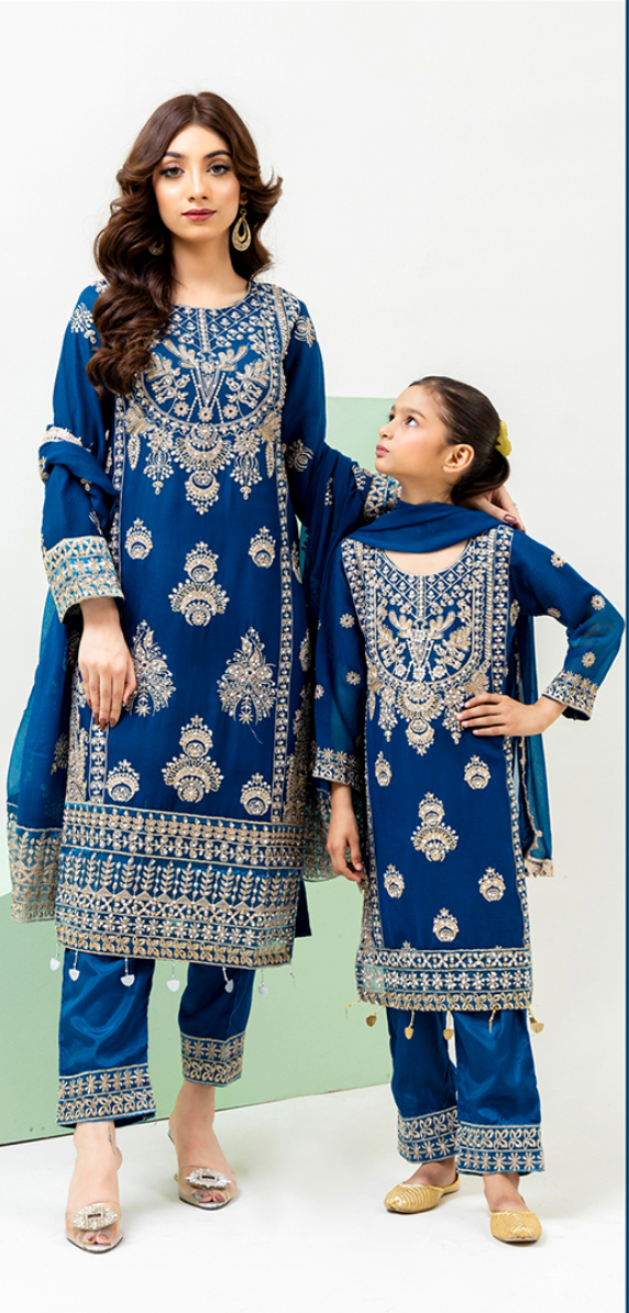 Dark Teal Blue 'Dil Ki Dhadkan' Chiffon Ladies Suit