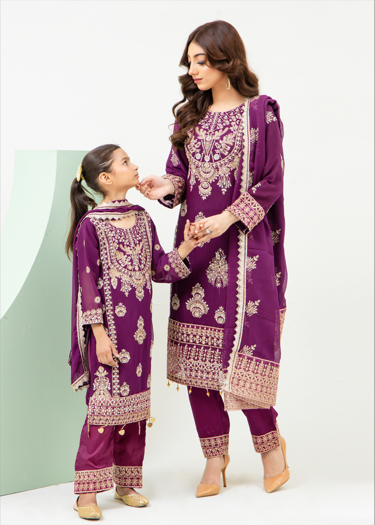 Purple Plum 'Dil Ki Dhadkan' Chiffon Girls Suit