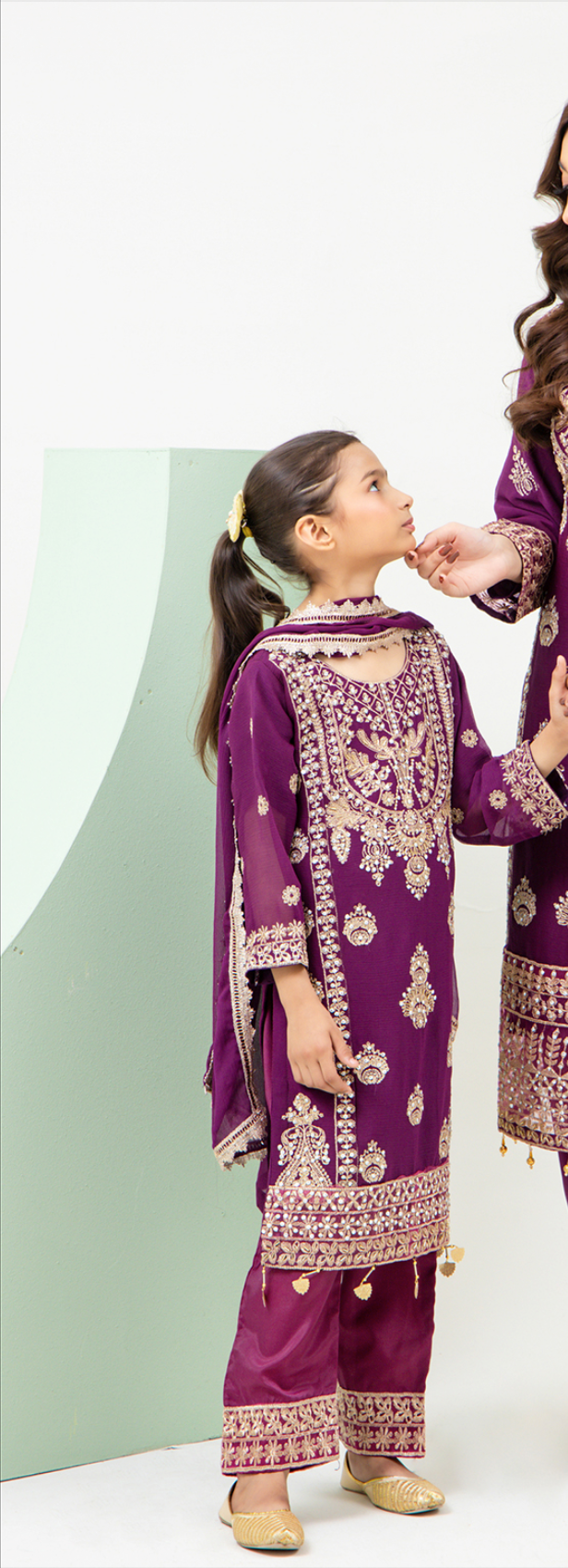 Purple Plum 'Dil Ki Dhadkan' Chiffon Girls Suit