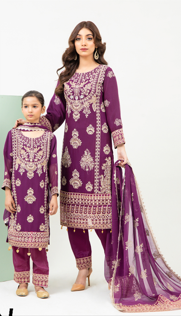 Purple Plum 'Dil Ki Dhadkan' Chiffon Girls Suit