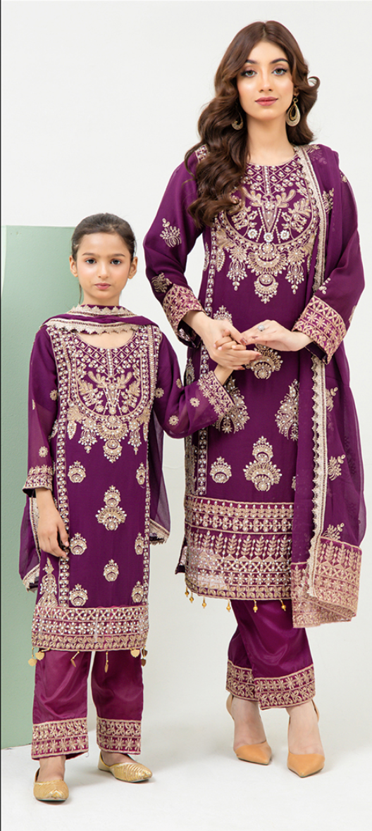 Purple Plum 'Dil Ki Dhadkan' Chiffon Girls Suit