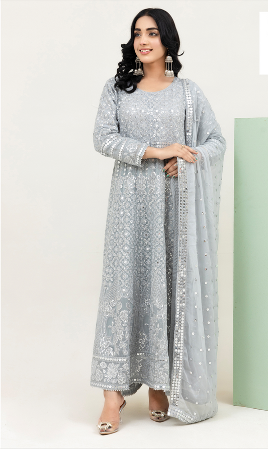 Grey 'Saath Saath' Luxury Chiffon Ladies Suit