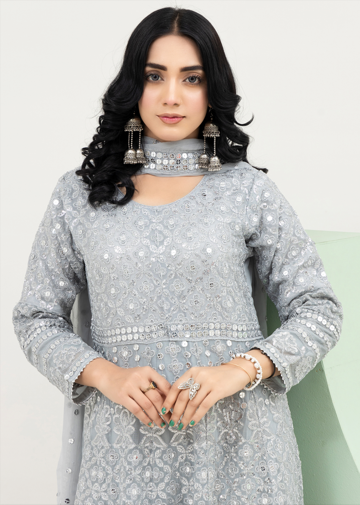 Grey 'Saath Saath' Luxury Chiffon Ladies Suit