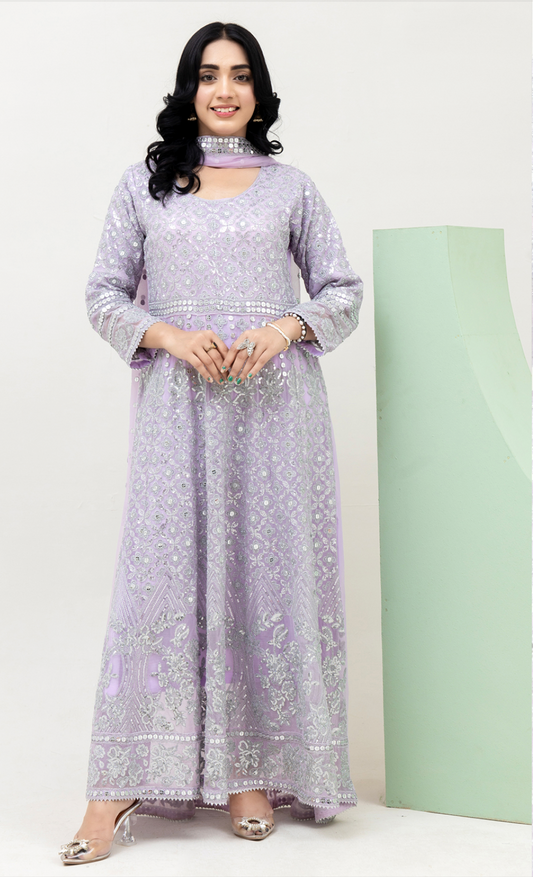 Lilac Purple 'Saath Saath' Luxury Chiffon Ladies Suit