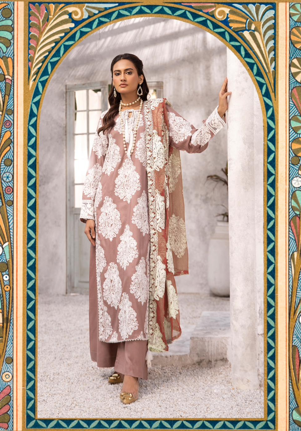 Brown 'Jannat' Linen Ladies Suit