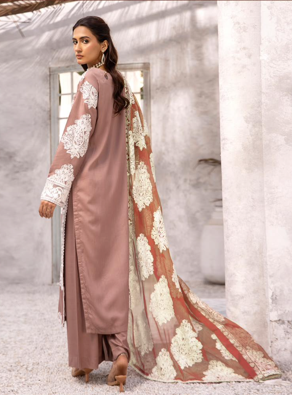 Brown 'Jannat' Linen Ladies Suit