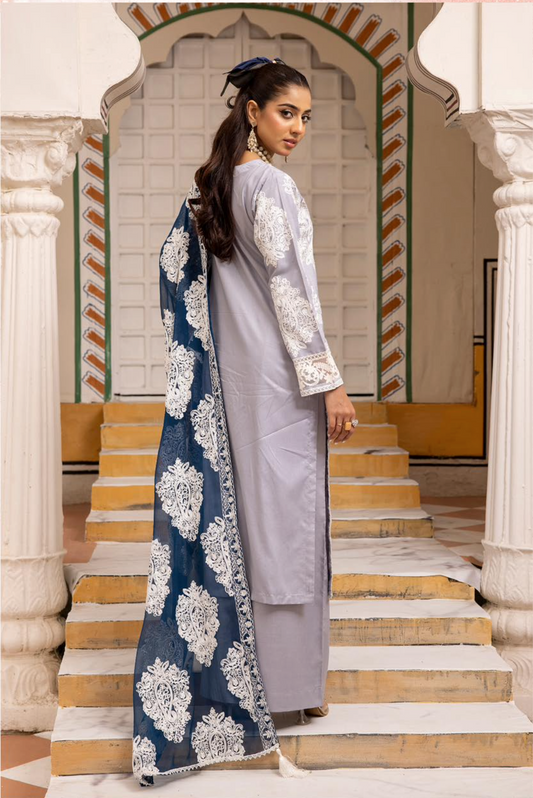 Grey 'Jannat' Linen Ladies Suit