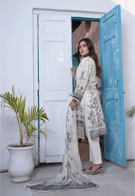 Cream 'Zartaaj' Cotton Ladies Suit