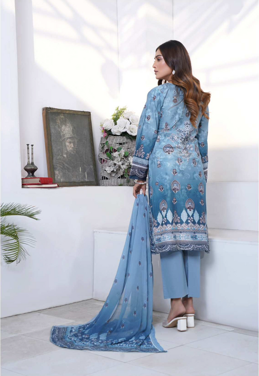 Blue 'Zartaaj' Cotton Ladies Suit