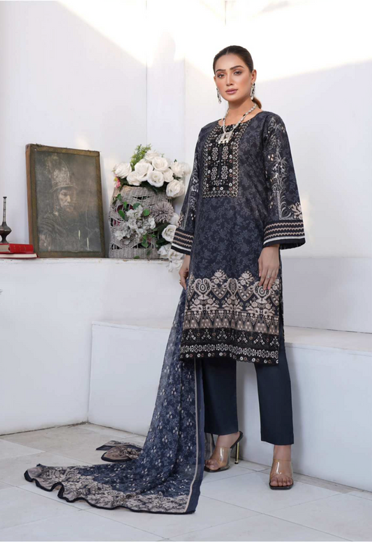 Dark Navy 'Zartaaj' Cotton Ladies Suit