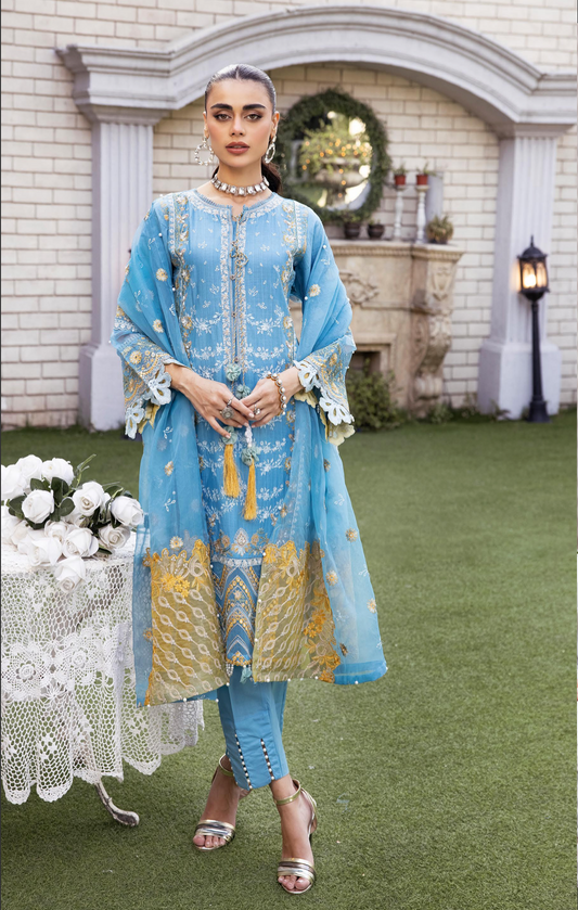 Blue Luxury Jacquard Lawn Ladies Suit