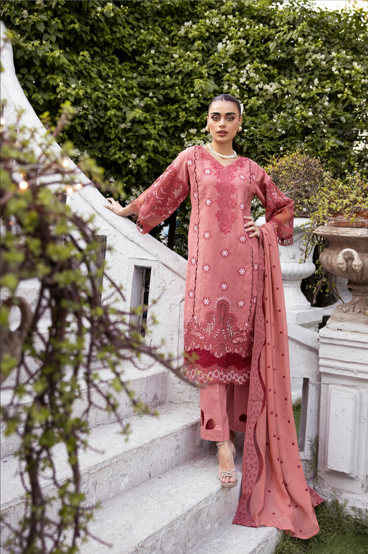 Dusty Red Luxury Jacquard Lawn Ladies Suit