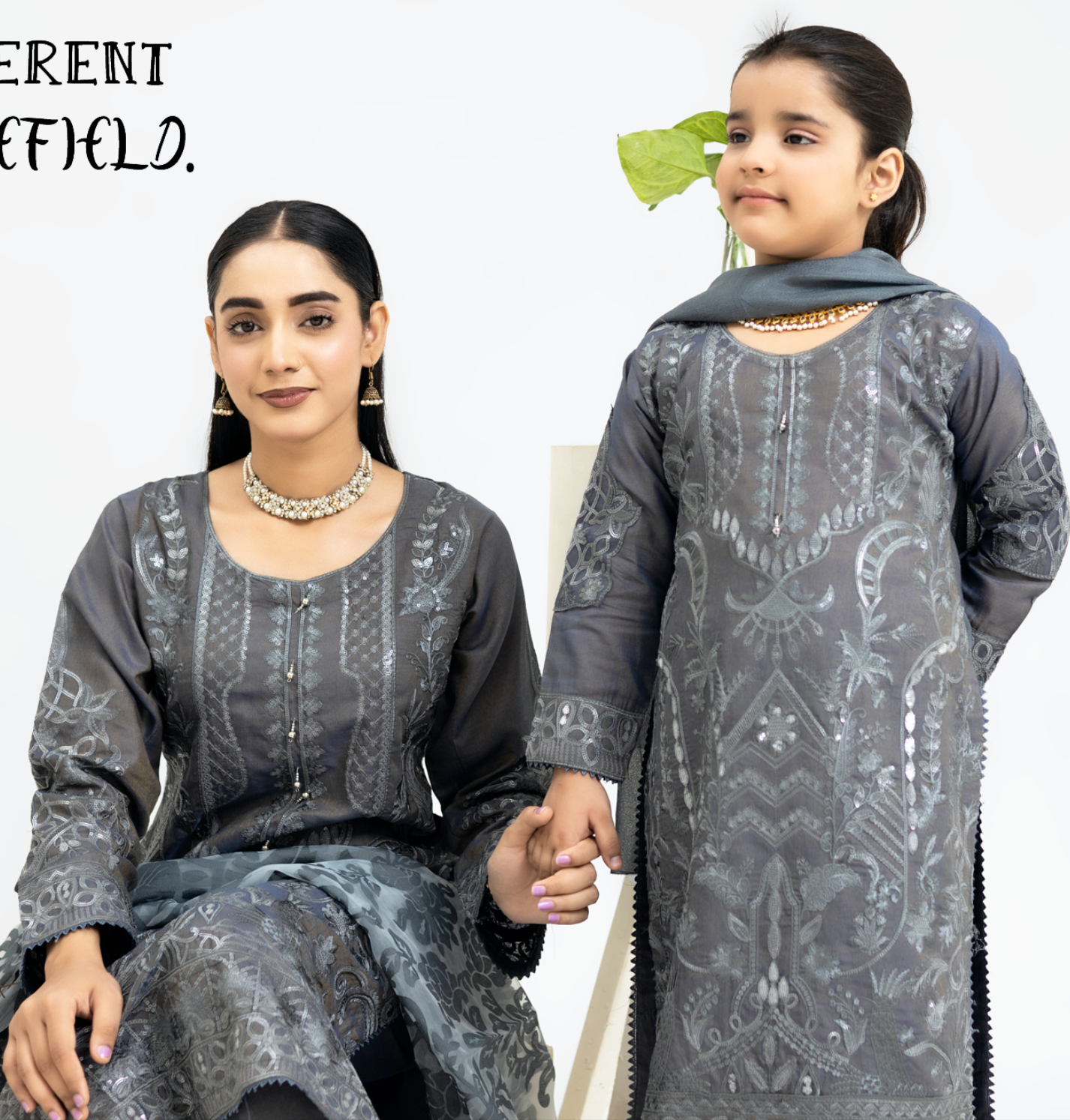 Dark Grey 'Anmol' Banarsi Cotton Girls Suit