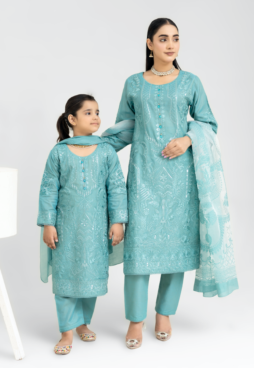 Teal Blue 'Anmol' Banarsi Cotton Ladies Suit