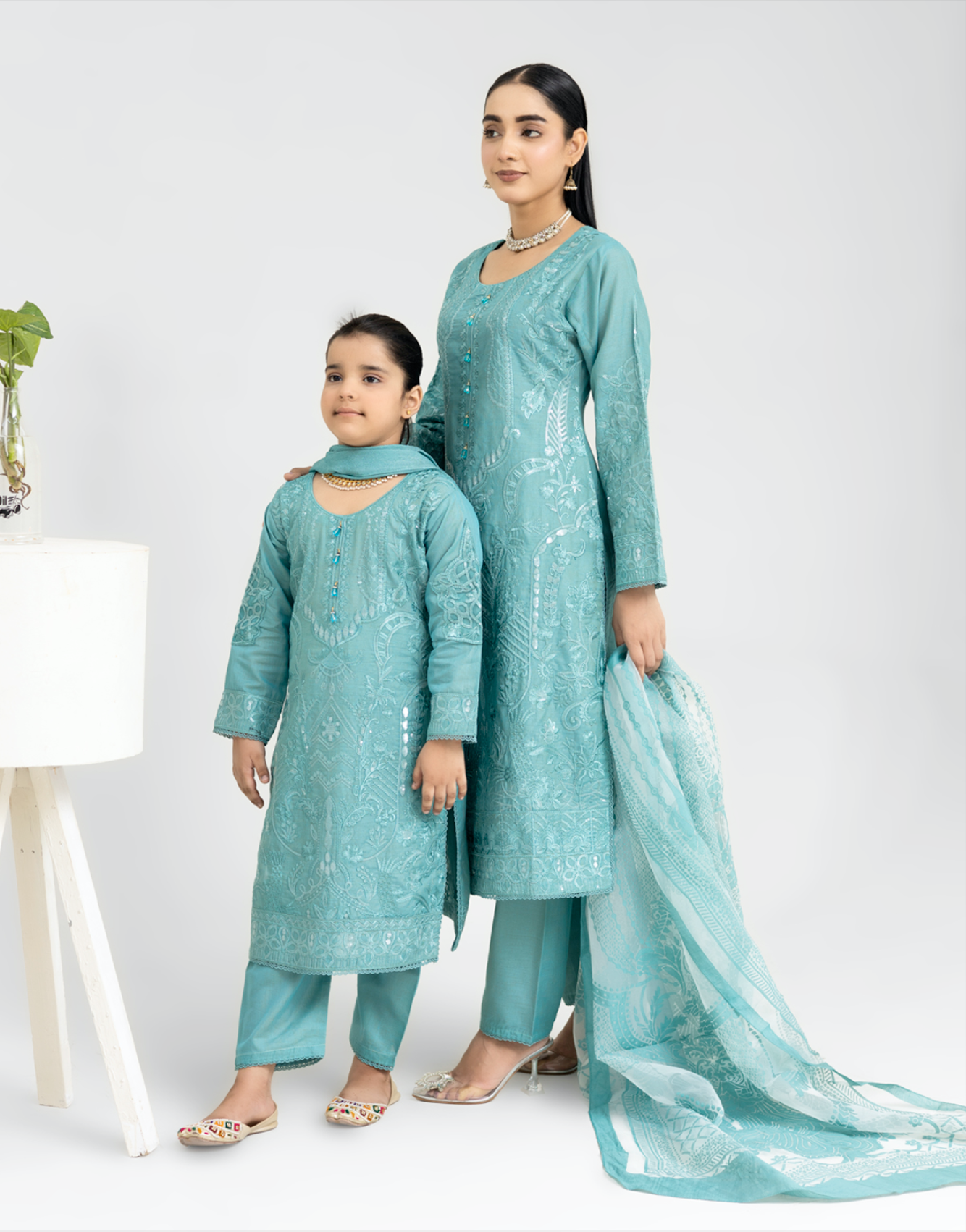 Teal Blue 'Anmol' Banarsi Cotton Ladies Suit