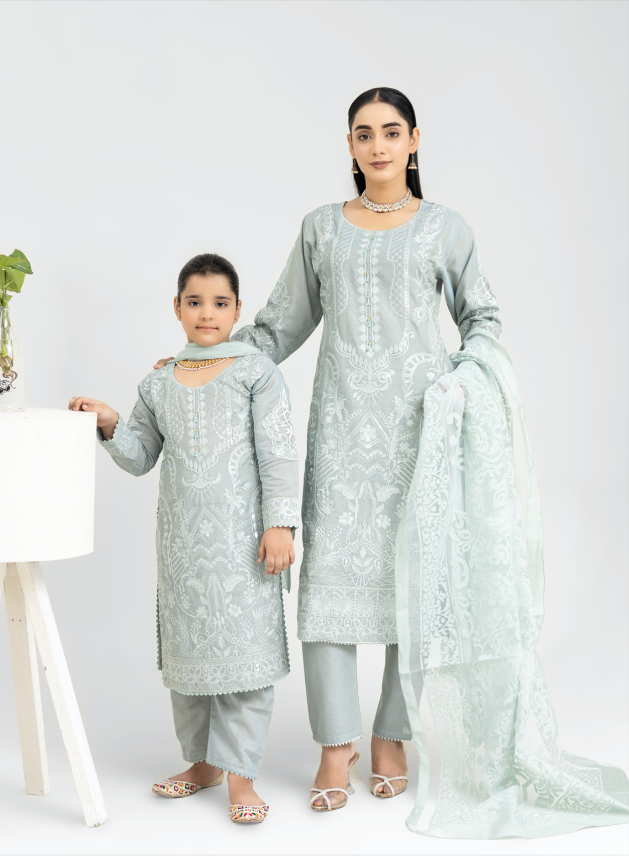 Grey 'Anmol' Banarsi Cotton Ladies Suit