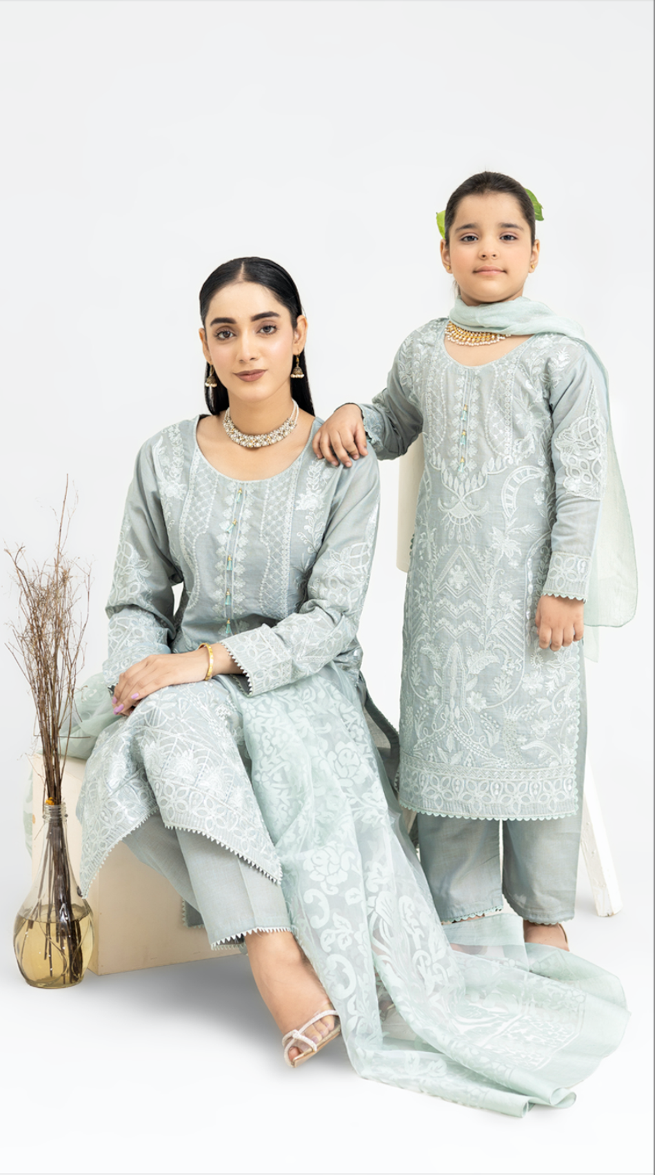 Grey 'Anmol' Banarsi Cotton Ladies Suit