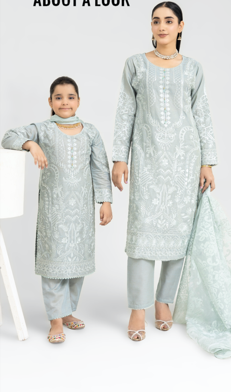 Grey 'Anmol' Banarsi Cotton Ladies Suit