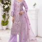 Purple Lilac 'Noor' Organza Ladies Suit