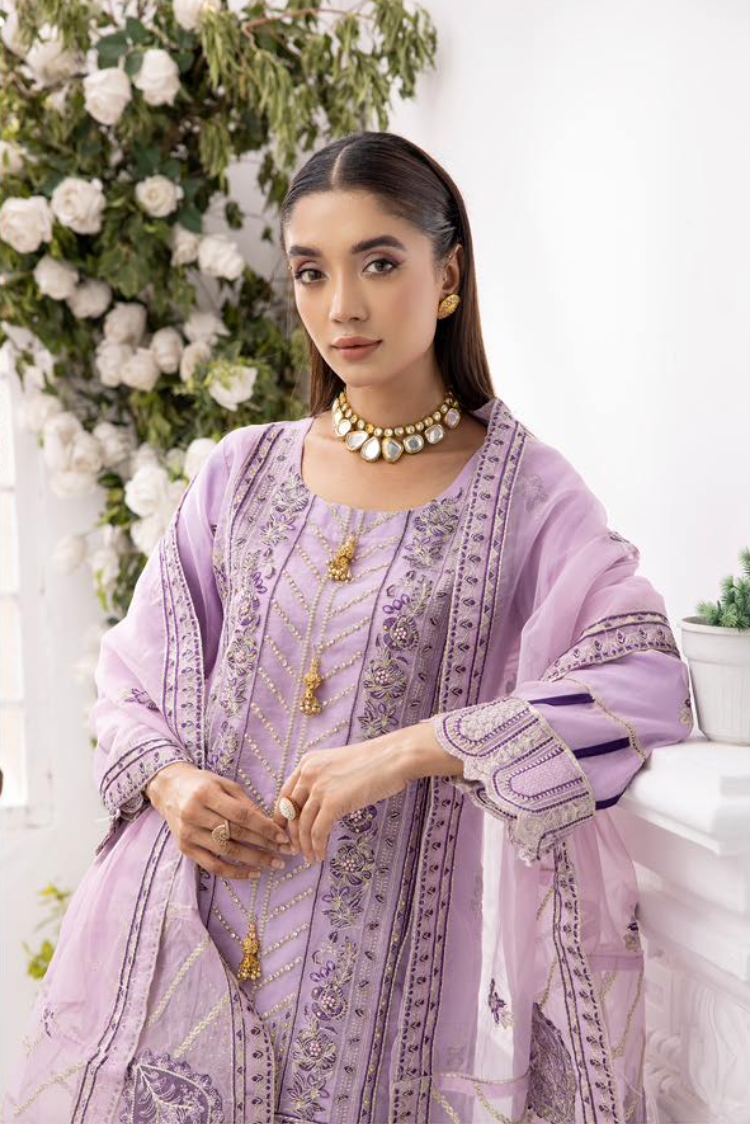 Purple Lilac 'Noor' Organza Ladies Suit