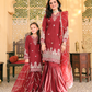 Maroon Red Ally's Jacquard Cotton Ladies Suit