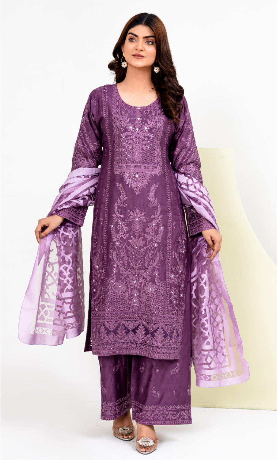 Purple Viscose Ladies Suit