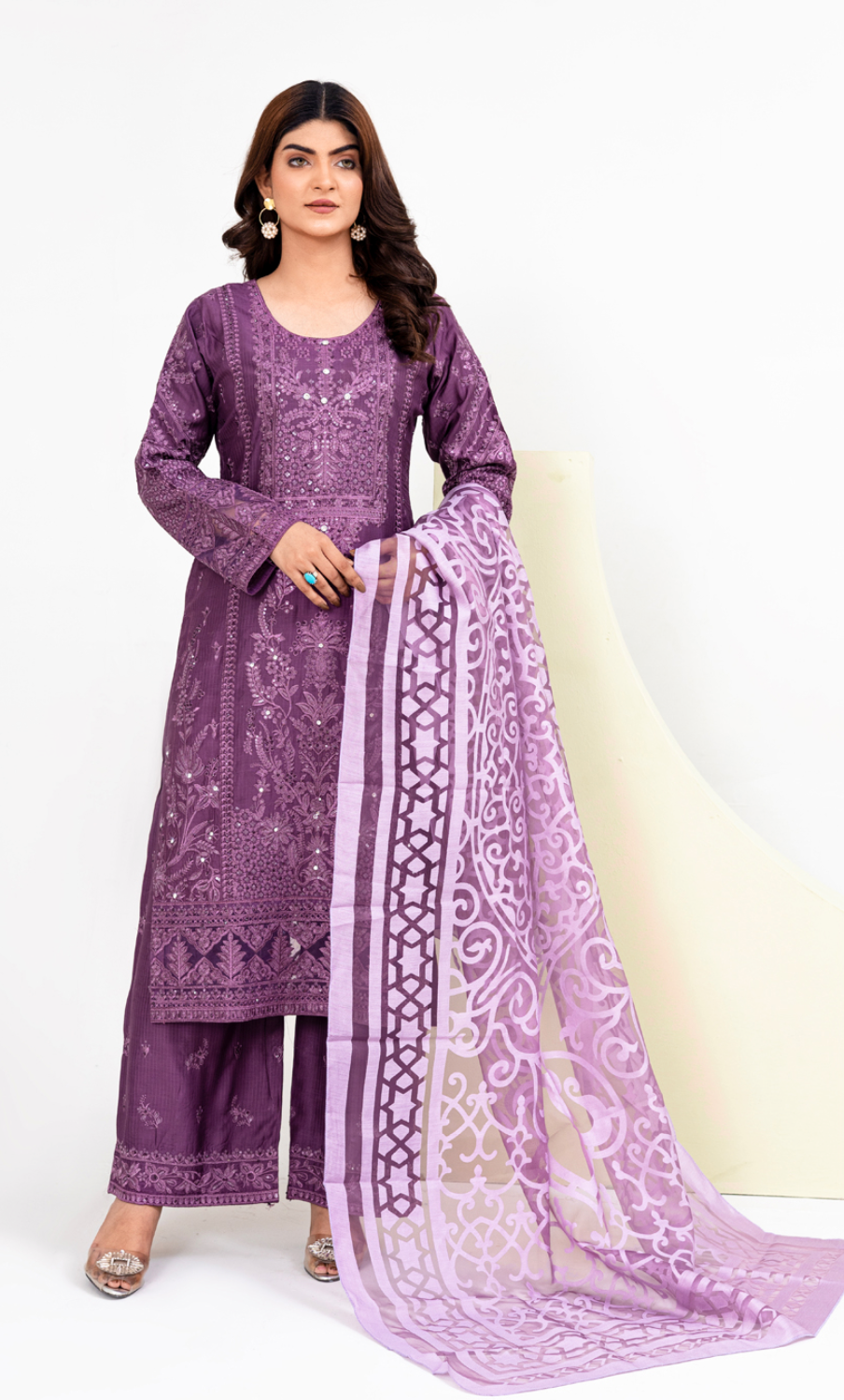 Purple Viscose Ladies Suit