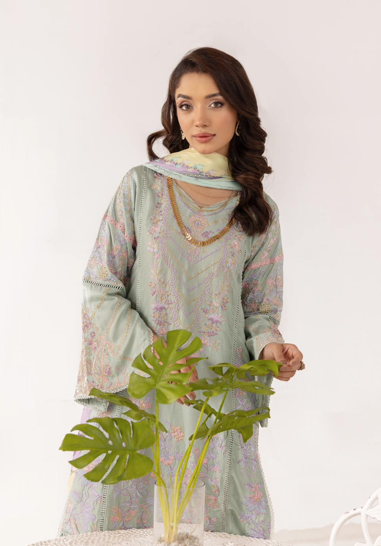 Green 'Sasha Lux' Viscose Ladies Suit