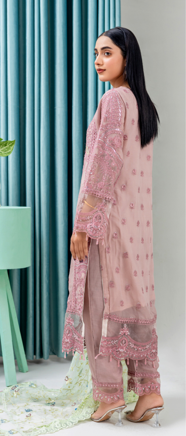 Pink 'Jugnu' Maria B Inspired Chiffon Ladies Suit