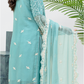 Teal Blue 'Aliza' Chiffon Ladies Suit