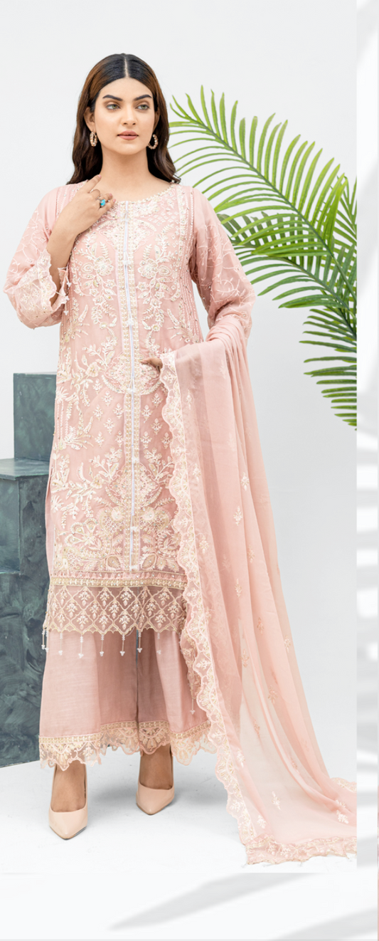 Pink 'Aliza' Chiffon Ladies Suit