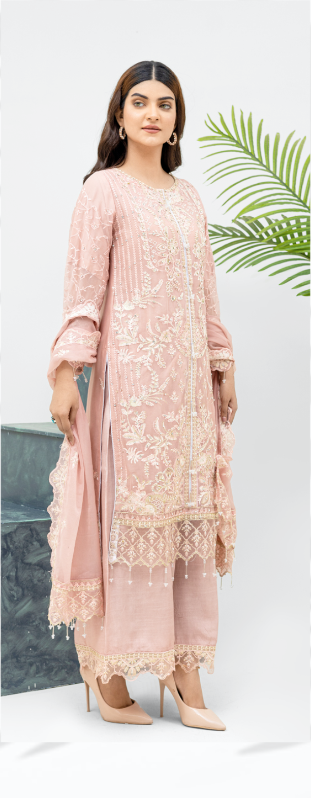 Pink 'Aliza' Chiffon Ladies Suit