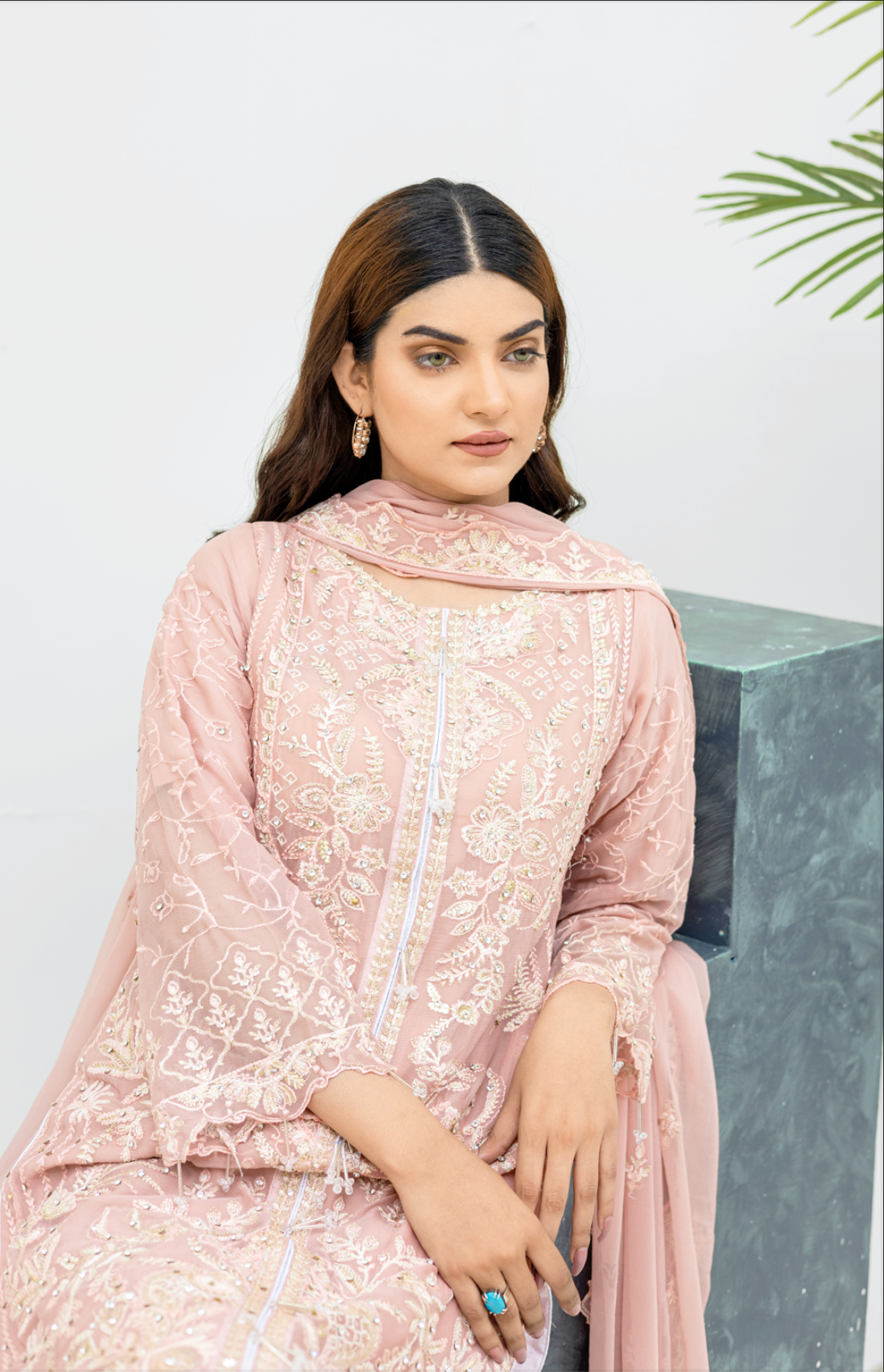 Pink 'Aliza' Chiffon Ladies Suit